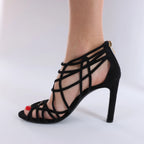Sandalias HERMES de cuña con suela de piel y ante en negro, talla 37 EU