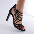 Sandalias HERMES de cuña con suela de piel y ante en negro, talla 37 EU