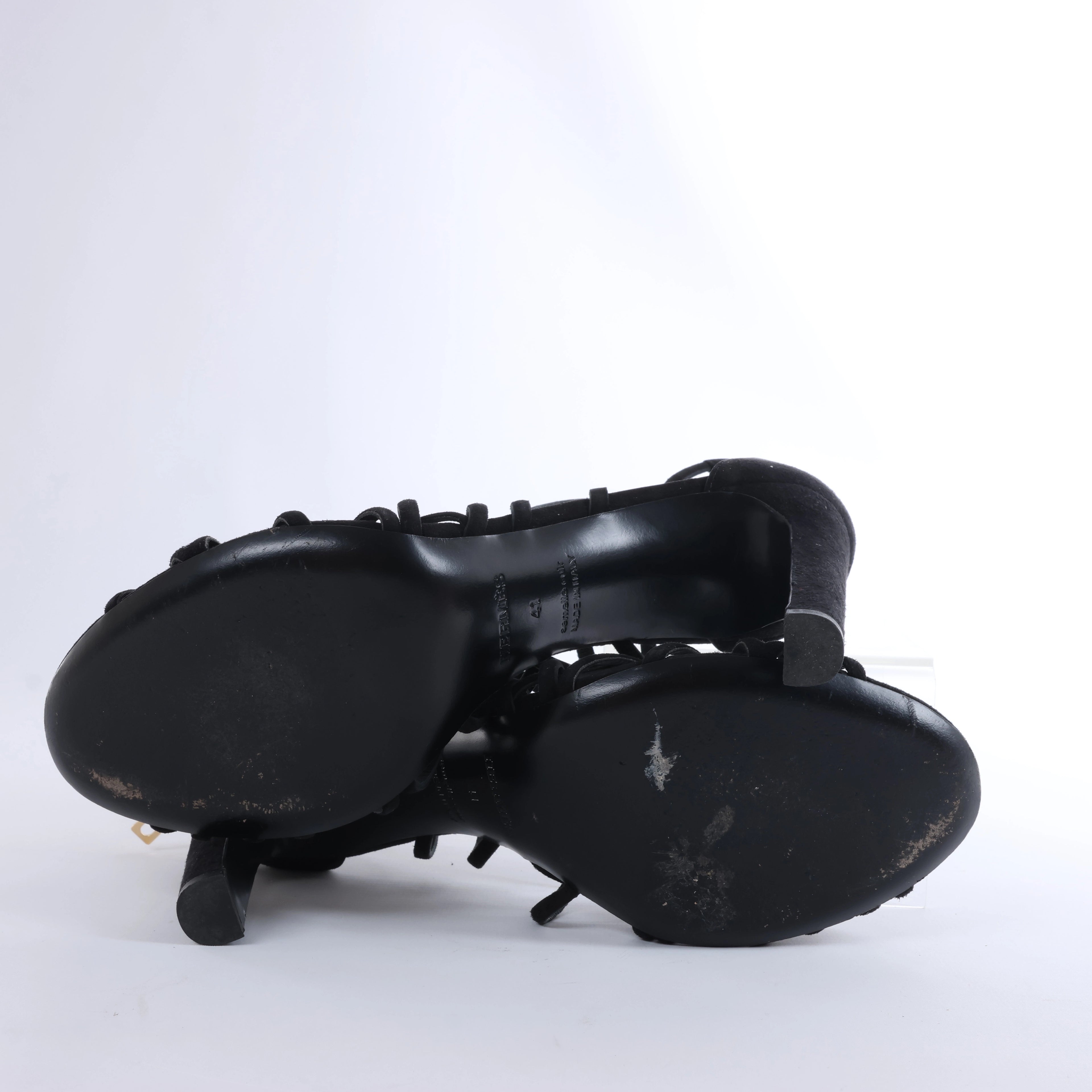 Sandalias HERMES de cuña con suela de piel y ante en negro, talla 37 EU