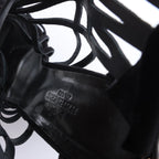 Sandalias HERMES de cuña con suela de piel y ante en negro, talla 37 EU