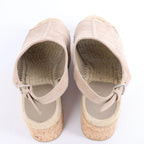 Hermès Suede Wedge Sole Espadrilles Sandals in Beige SL221030Z, Size EU 37
