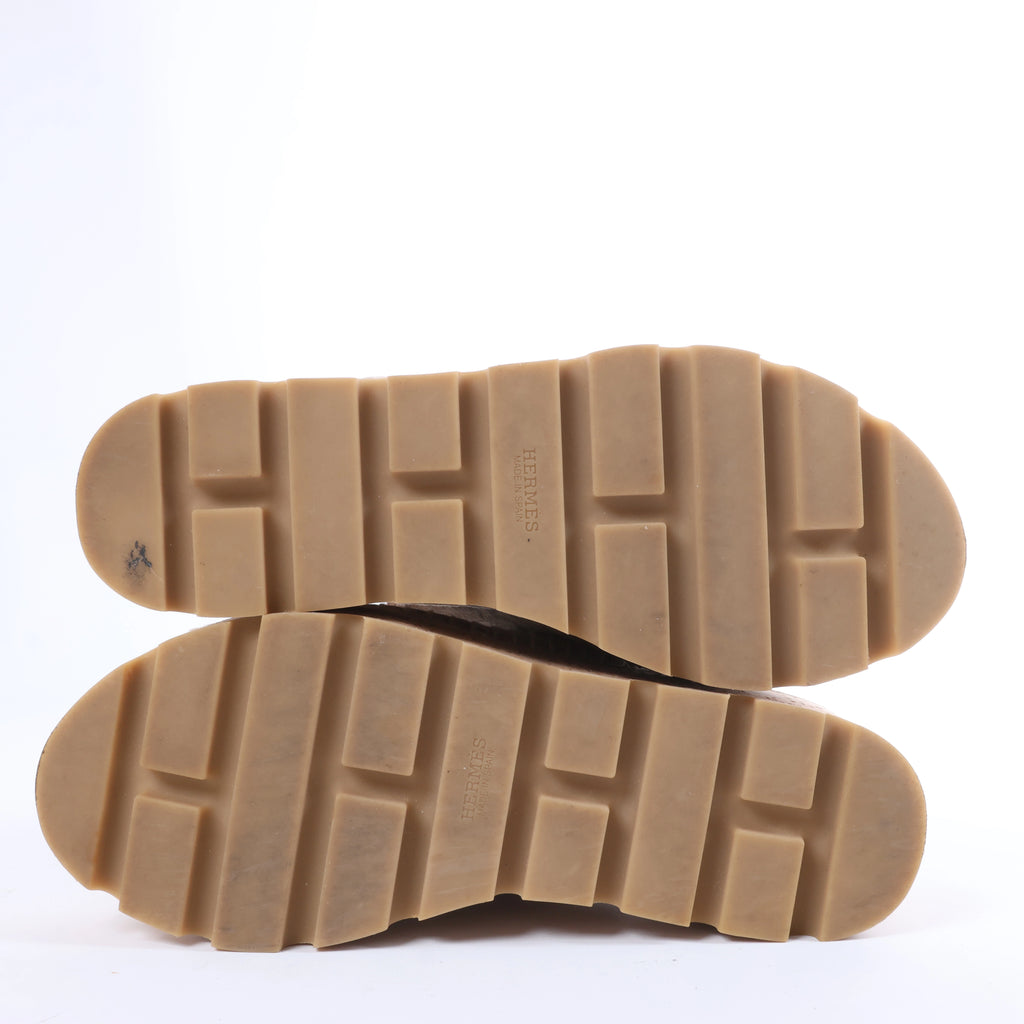 Hermès Suede Wedge Sole Espadrilles Sandals in Beige SL221030Z, Size EU 37