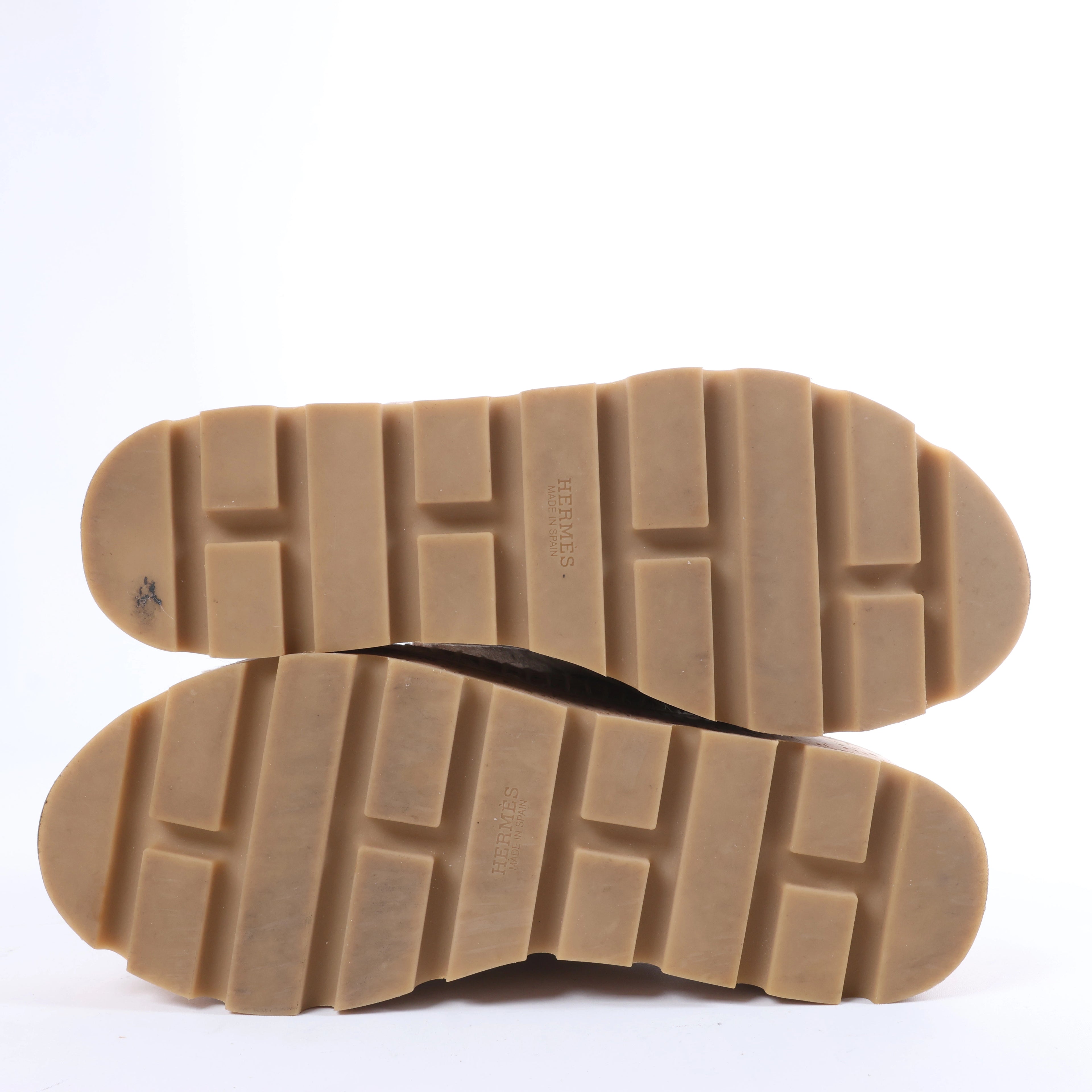 Hermès Suede Wedge Sole Espadrilles Sandals in Beige SL221030Z, Size EU 37