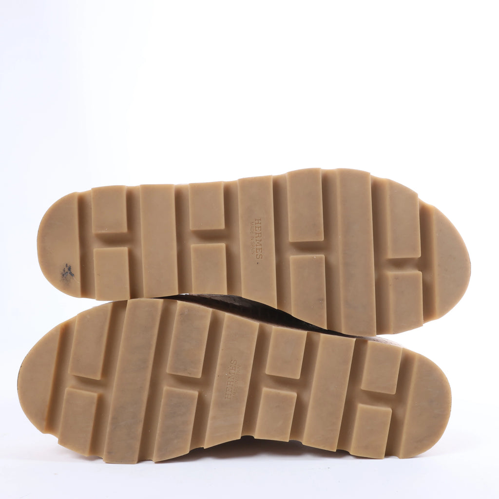 Hermès Suede Wedge Sole Espadrilles Sandals in Beige SL221030Z, Size EU 37