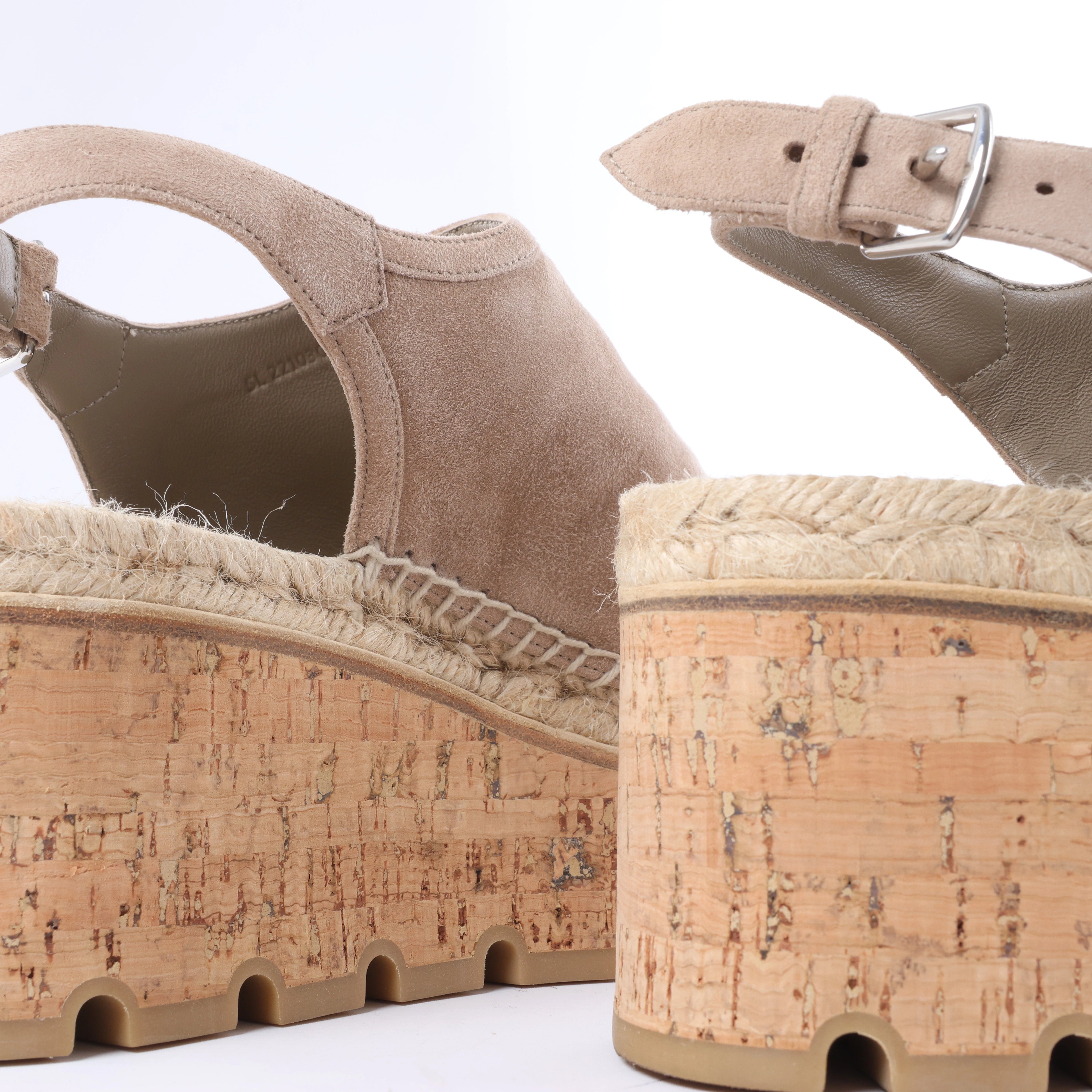 Hermès Suede Wedge Sole Espadrilles Sandals in Beige SL221030Z, Size EU 37