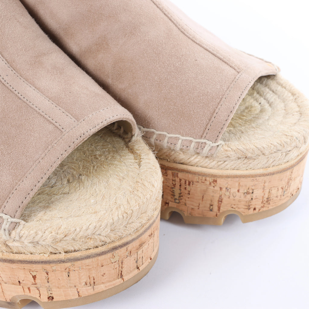 Hermès Suede Wedge Sole Espadrilles Sandals in Beige SL221030Z, Size EU 37