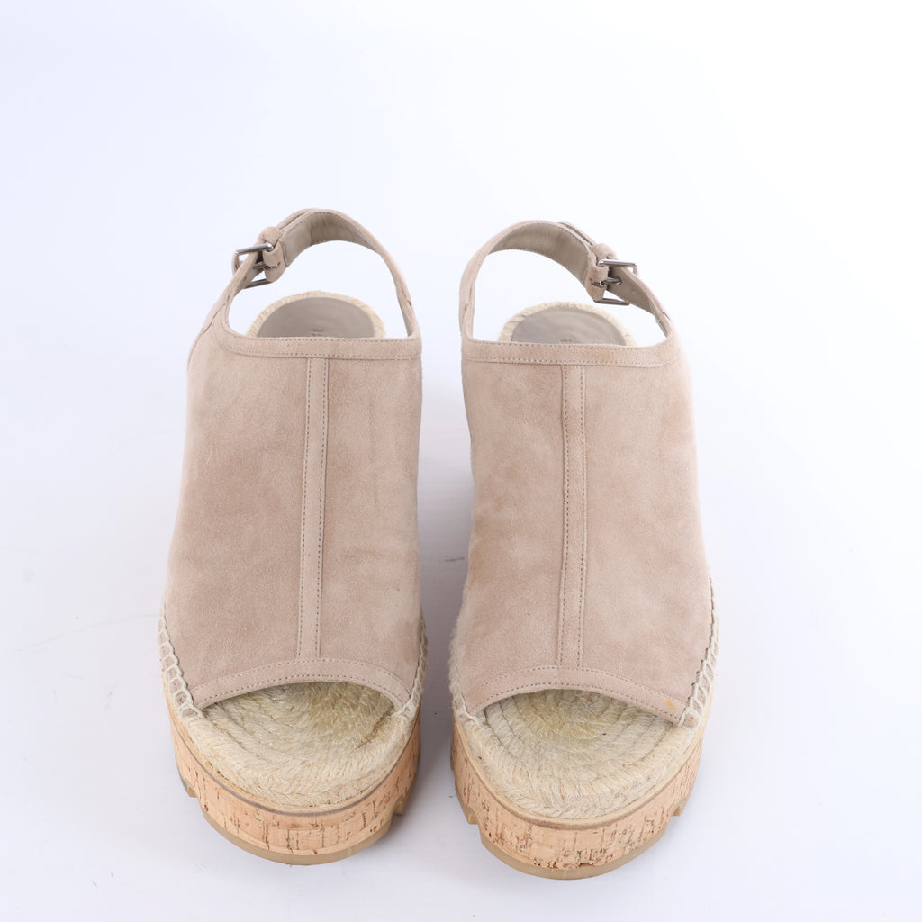 Hermès Suede Wedge Sole Espadrilles Sandals in Beige SL221030Z, Size EU 37