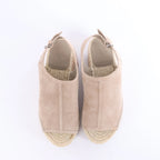 Hermès Suede Wedge Sole Espadrilles Sandals in Beige SL221030Z, Size EU 37