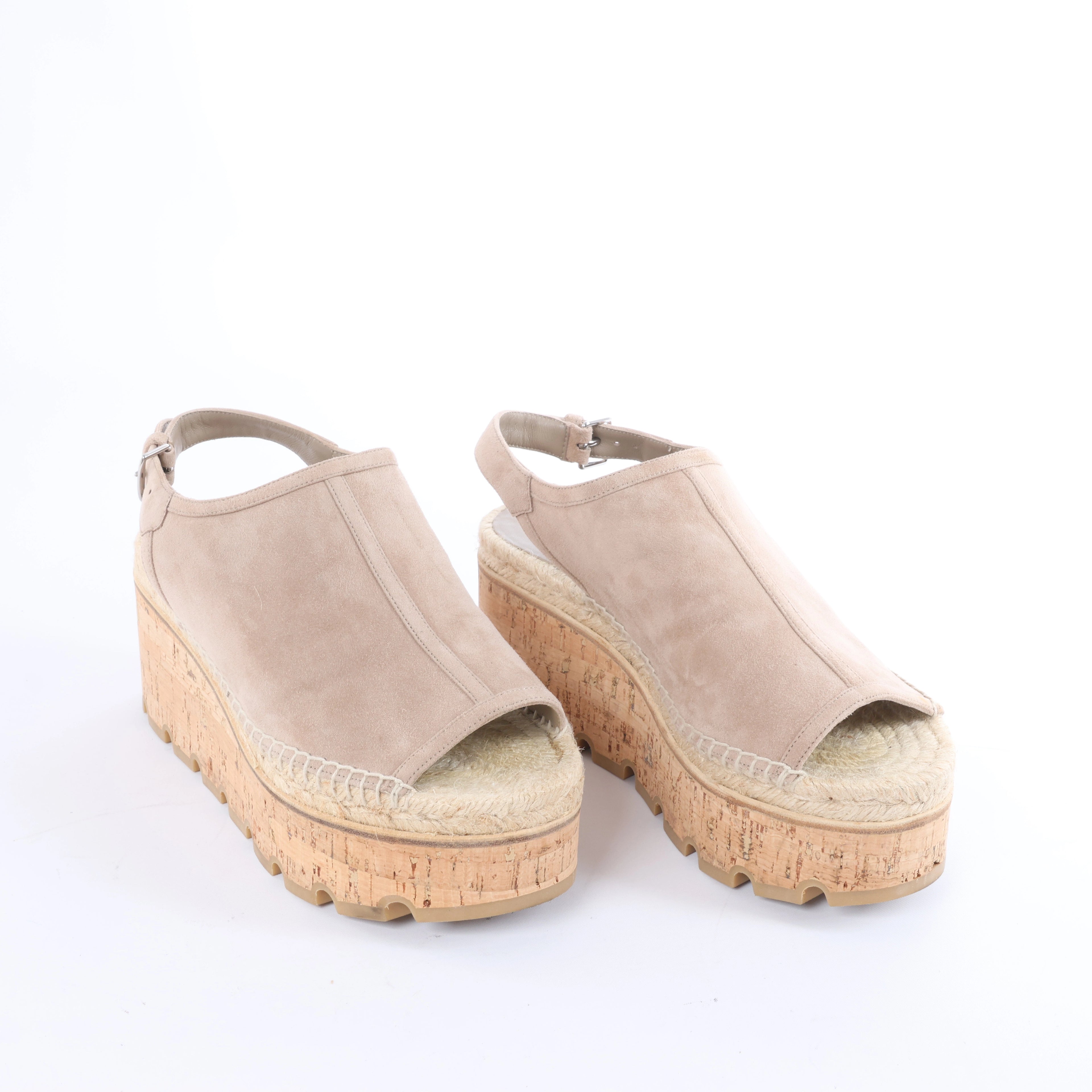 Hermès Suede Wedge Sole Espadrilles Sandals in Beige SL221030Z, Size EU 37