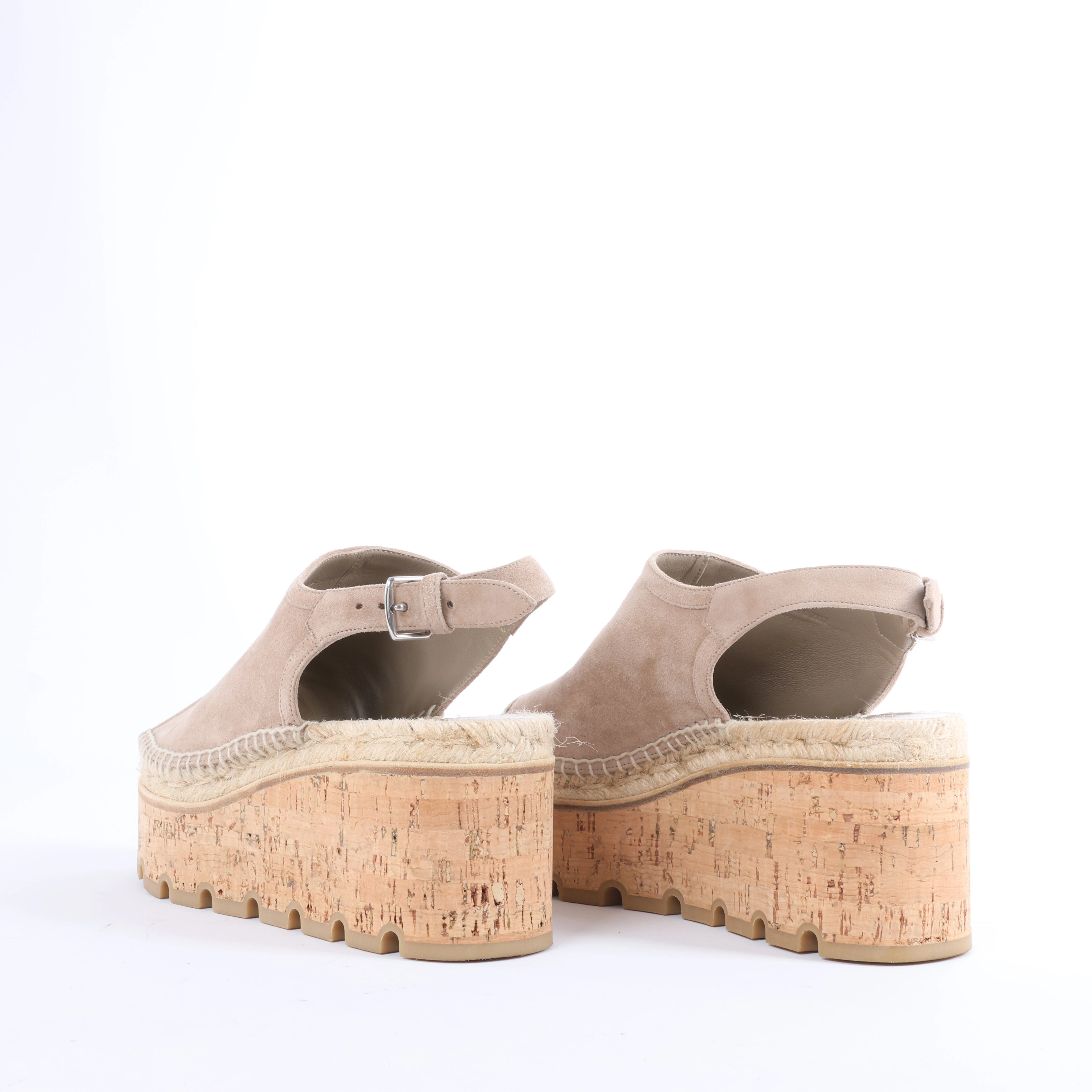 Hermès Suede Wedge Sole Espadrilles Sandals in Beige SL221030Z, Size EU 37