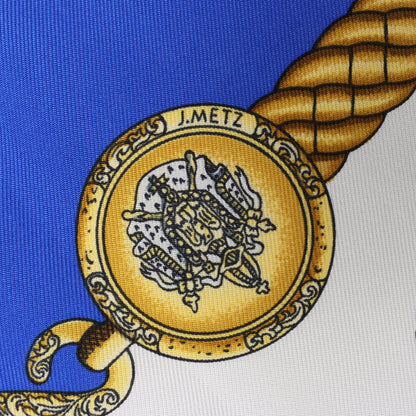Hermès Carré 90 "LES TAMBOURS" Foulard 100% Soie en Bleu