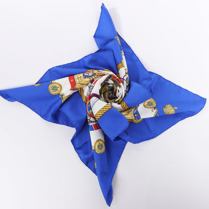 Hermès Carré 90 "LES TAMBOURS" Silk handkerchief in Blue