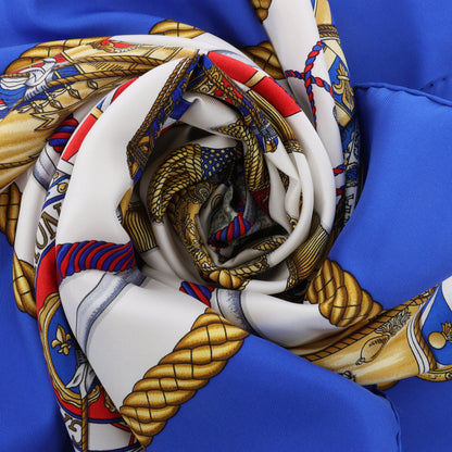 Hermès Carré 90 "LES TAMBOURS" Silk handkerchief in Blue
