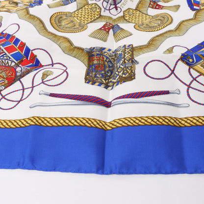 Hermès Carré 90 "LES TAMBOURS" Foulard 100% Soie en Bleu