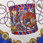 Hermès Carré 90 "LES TAMBOURS" Silk handkerchief in Blue