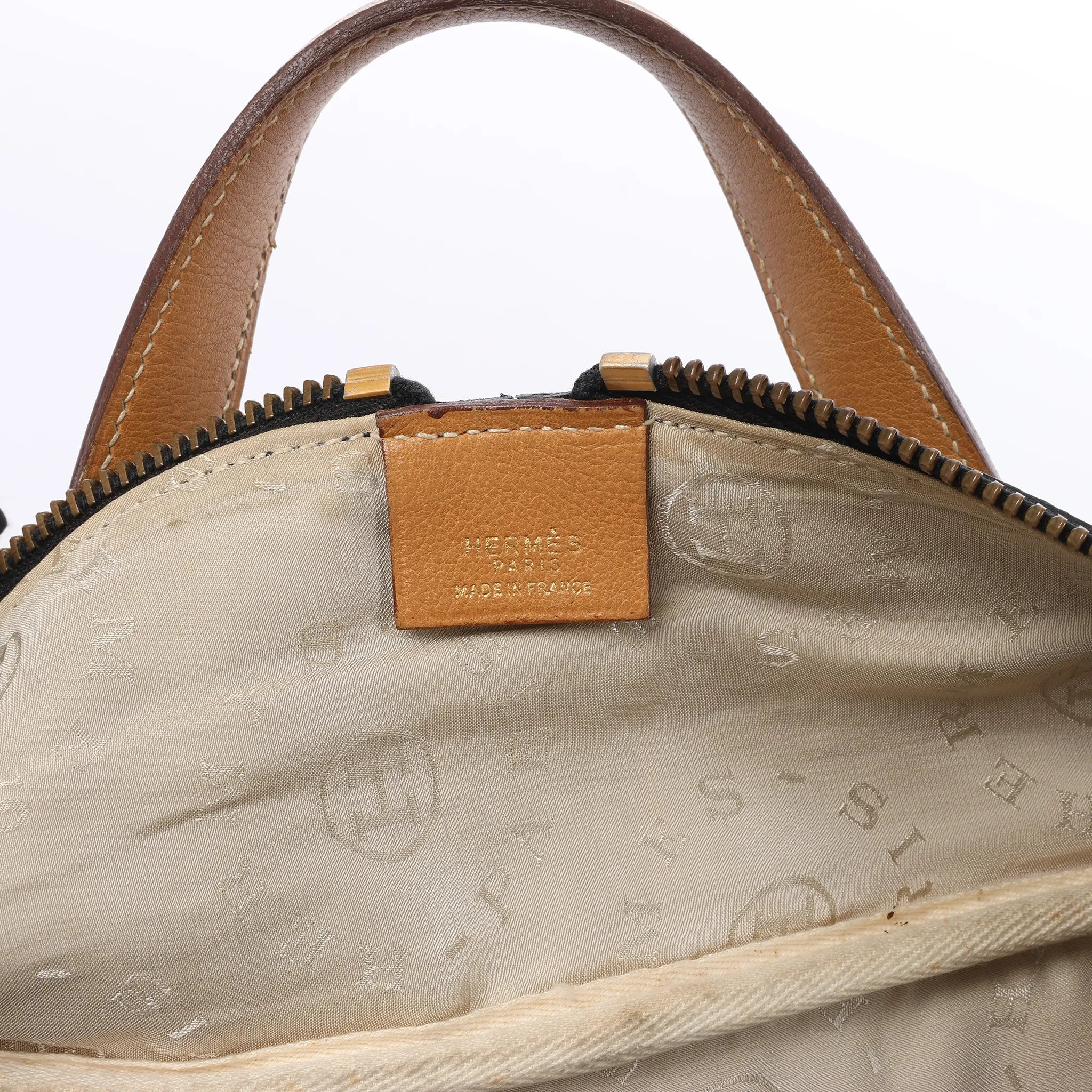 HERMES Victoria 43 Ardennes Handbag in Black ○G:1977