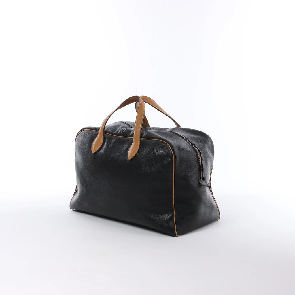 HERMES Victoria 43 Ardennes Handbag in Black ○G:1977