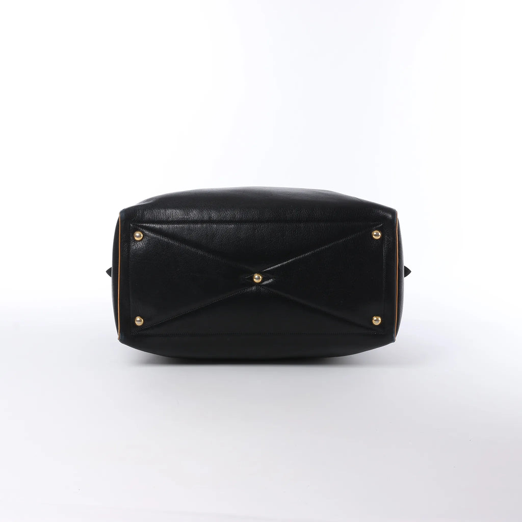 HERMES Victoria 43 Ardennes Handbag in Black ○G:1977