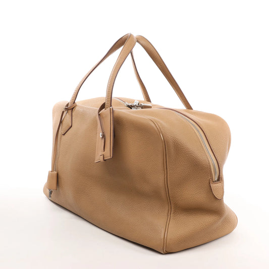 HERMES Victoria 43 Taurillon Clemence Handbag in Brown □L: 2008