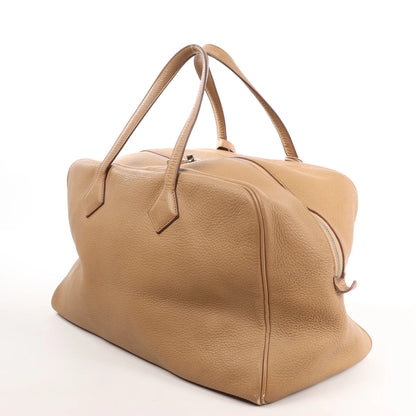 HERMES Victoria 43 Taurillon Clemence Handbag in Brown □L: 2008