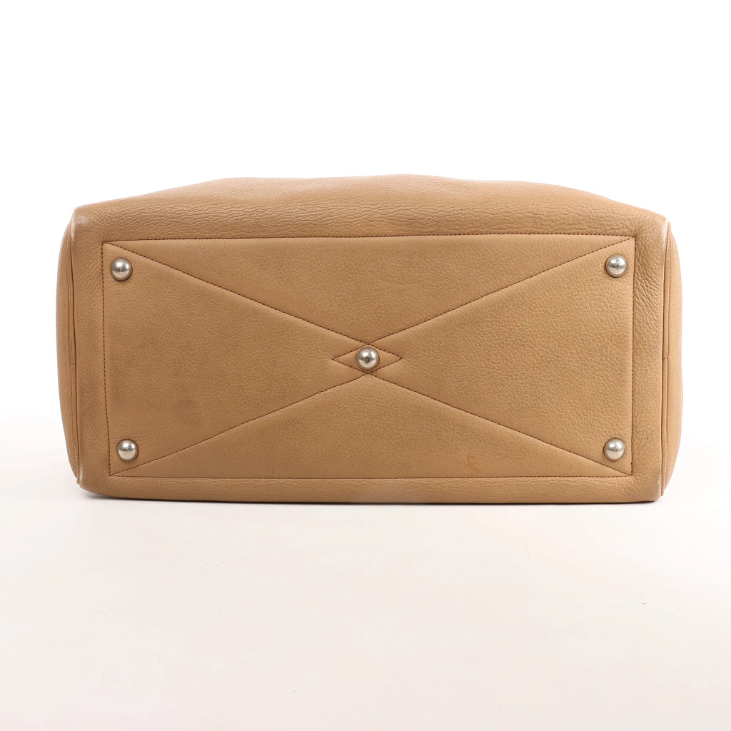 HERMES Victoria 43 Taurillon Clemence Handbag in Brown □L: 2008