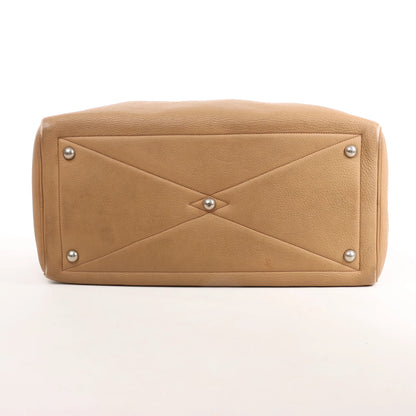 HERMES Victoria 43 Taurillon Clemence Handbag in Brown □L: 2008