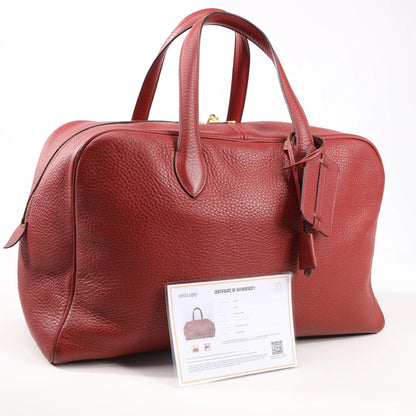 HERMES Victoria 43 Taurillon Clemence Gold Metal Fittings in Rouge H □D: 2000
