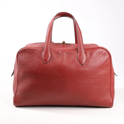 HERMES Victoria 43 Taurillon Clemence Gold Metal Fittings in Rouge H □D: 2000
