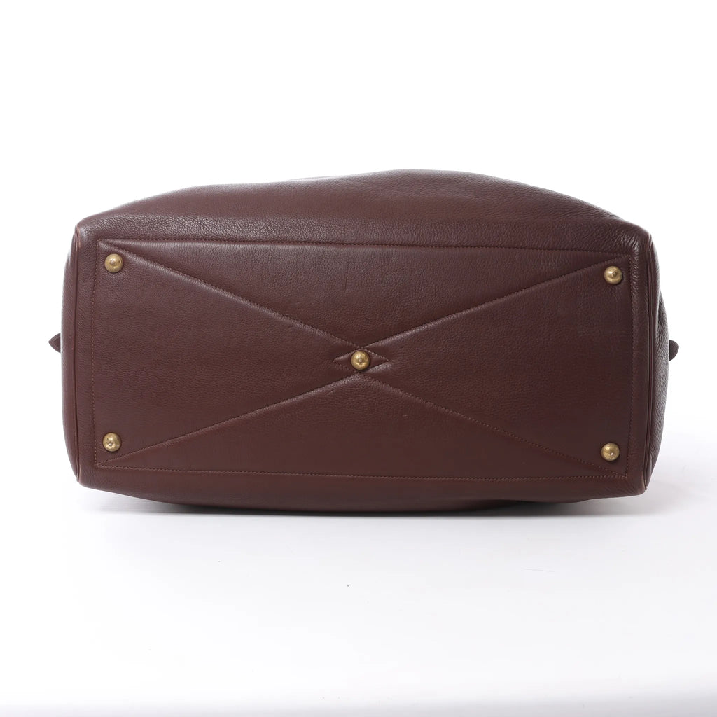 HERMES Victoria 50 Taurillon Clemence Handbag in Brown □C: 1999