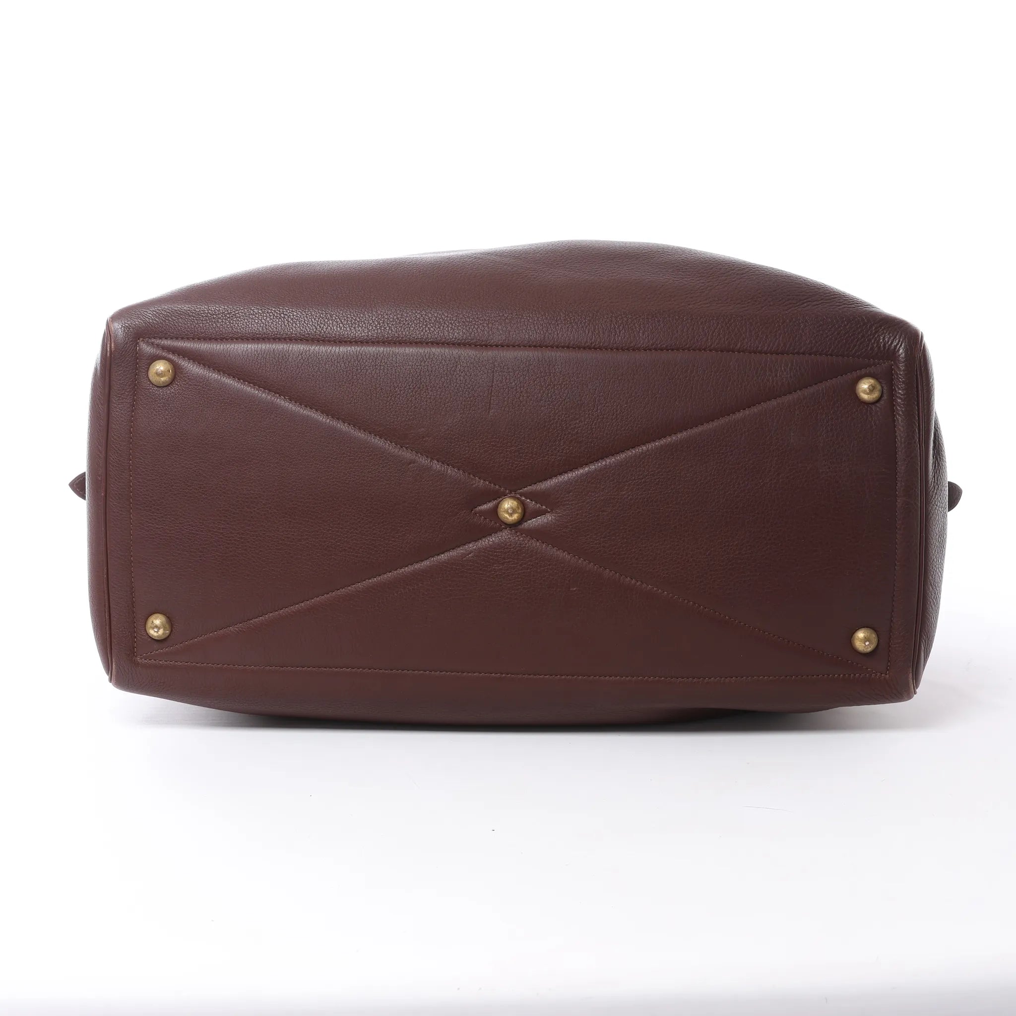 HERMES Victoria 50 Taurillon Clemence Handbag in Brown □C: 1999