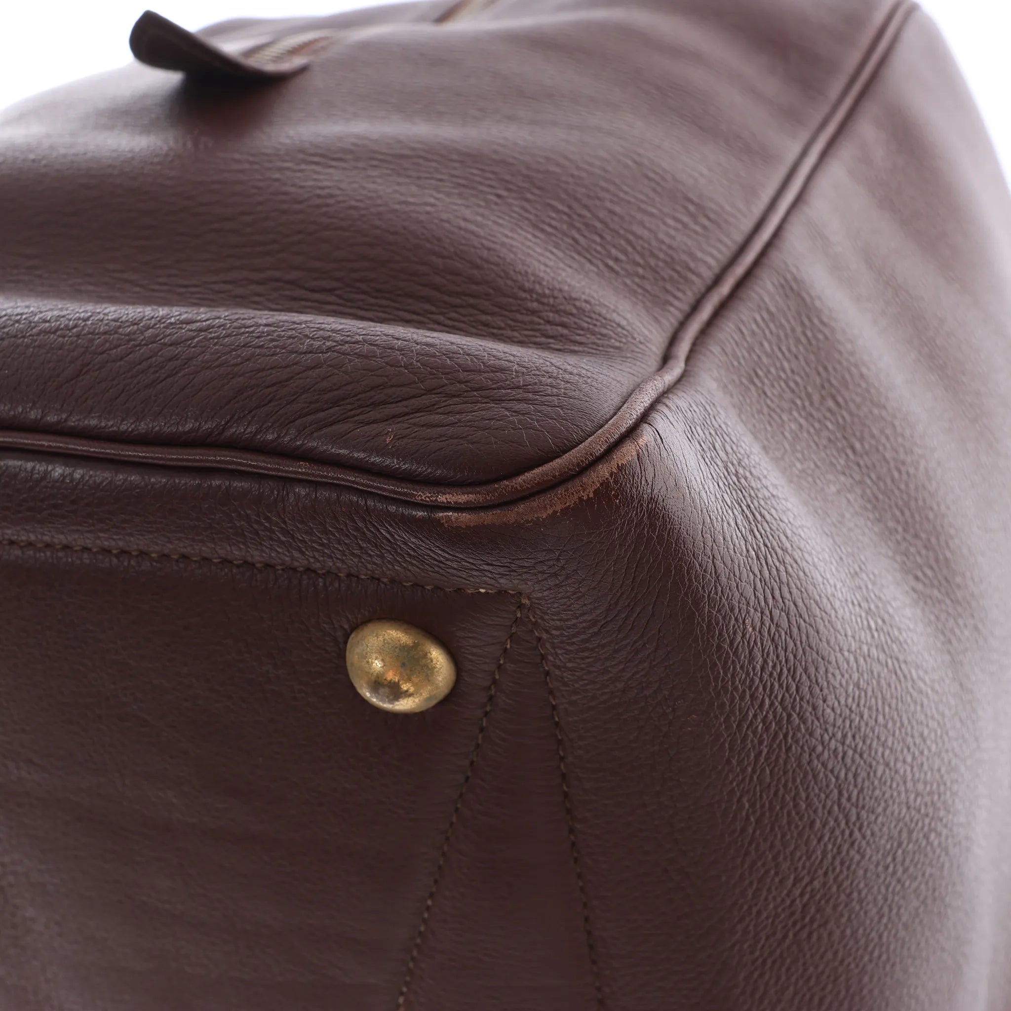 HERMES Victoria 50 Taurillon Clemence Handbag in Brown □C: 1999