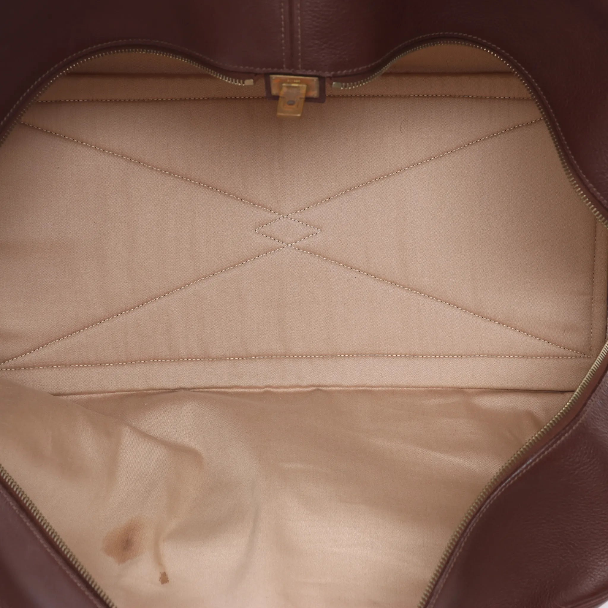 HERMES Victoria 50 Taurillon Clemence Handbag in Brown □C: 1999