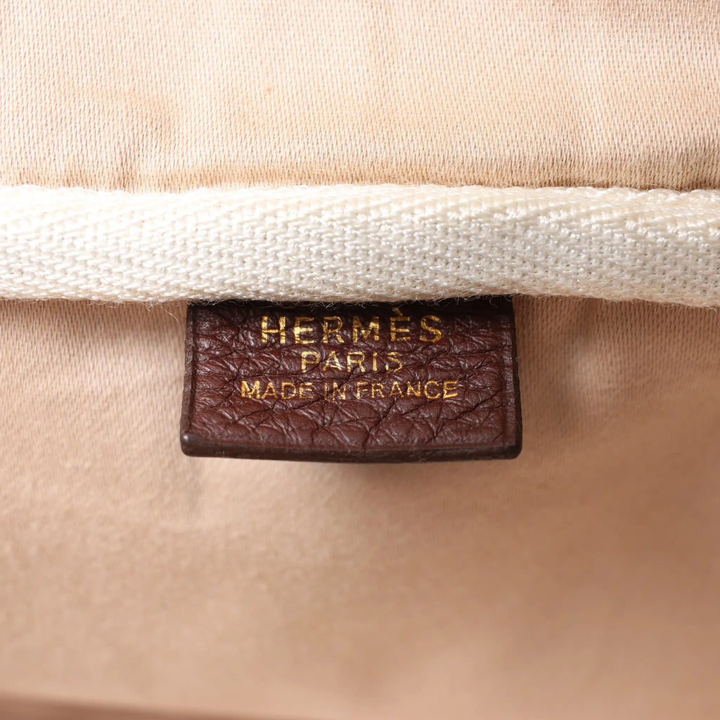 HERMES Victoria 50 Taurillon Clemence Handbag in Brown □C: 1999