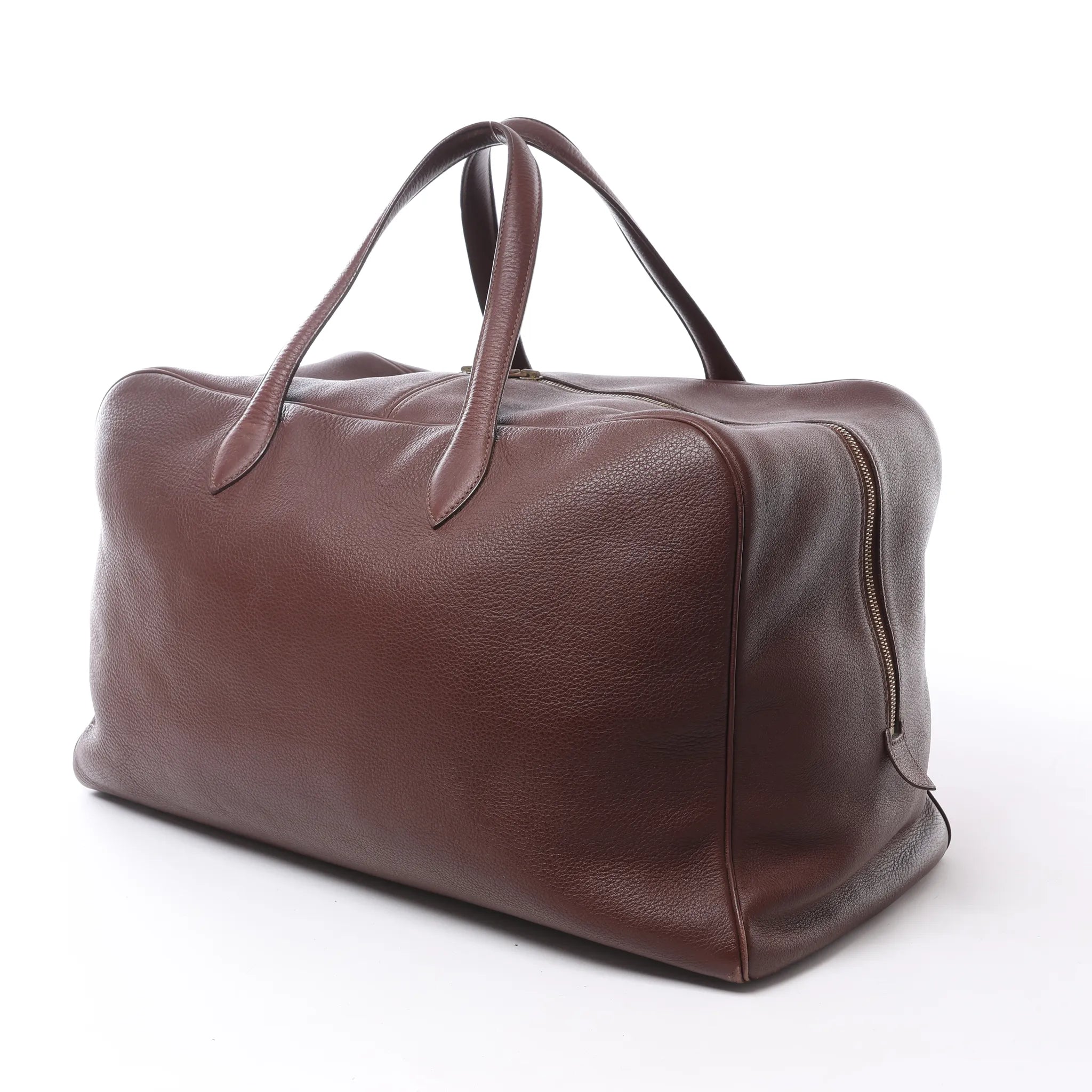 HERMES Victoria 50 Taurillon Clemence Handbag in Brown □C: 1999