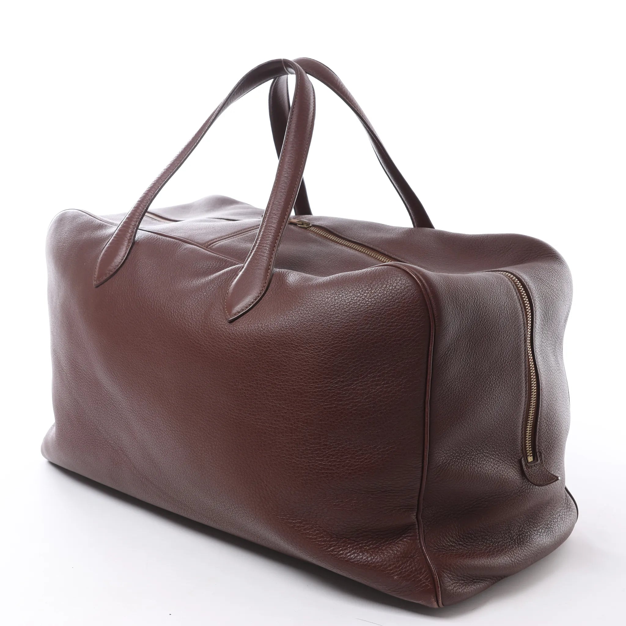 HERMES Victoria 50 Taurillon Clemence Handbag in Brown □C: 1999