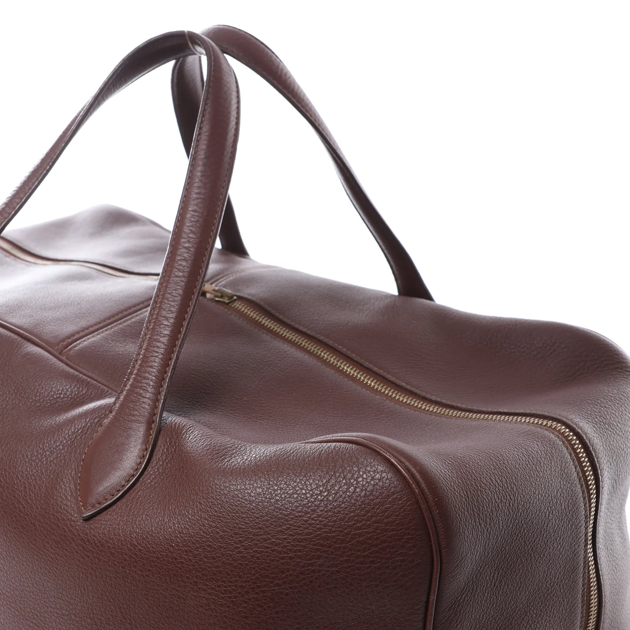 HERMES Victoria 50 Taurillon Clemence Handbag in Brown □C: 1999