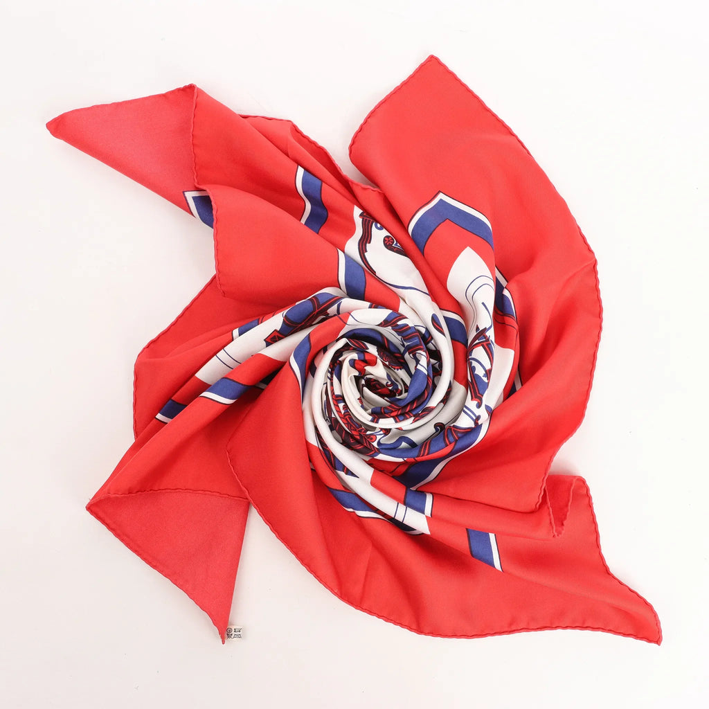 Hermès Carré 90 "Ex Libris" Silk handkerchief in Red
