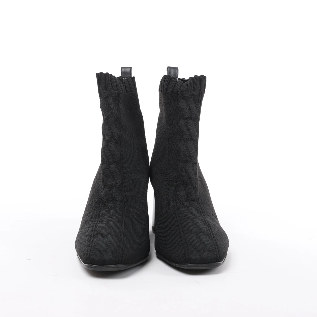 Hermès Volver Leather x Fabric Ankle Boots in Black 192034Z, Size EU 37