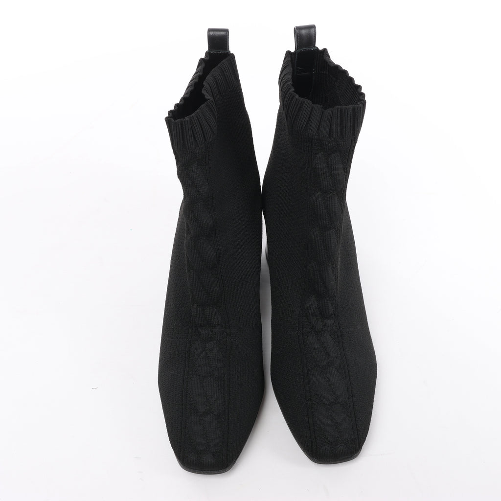 Hermès Volver Leather x Fabric Ankle Boots in Black 192034Z, Size EU 37