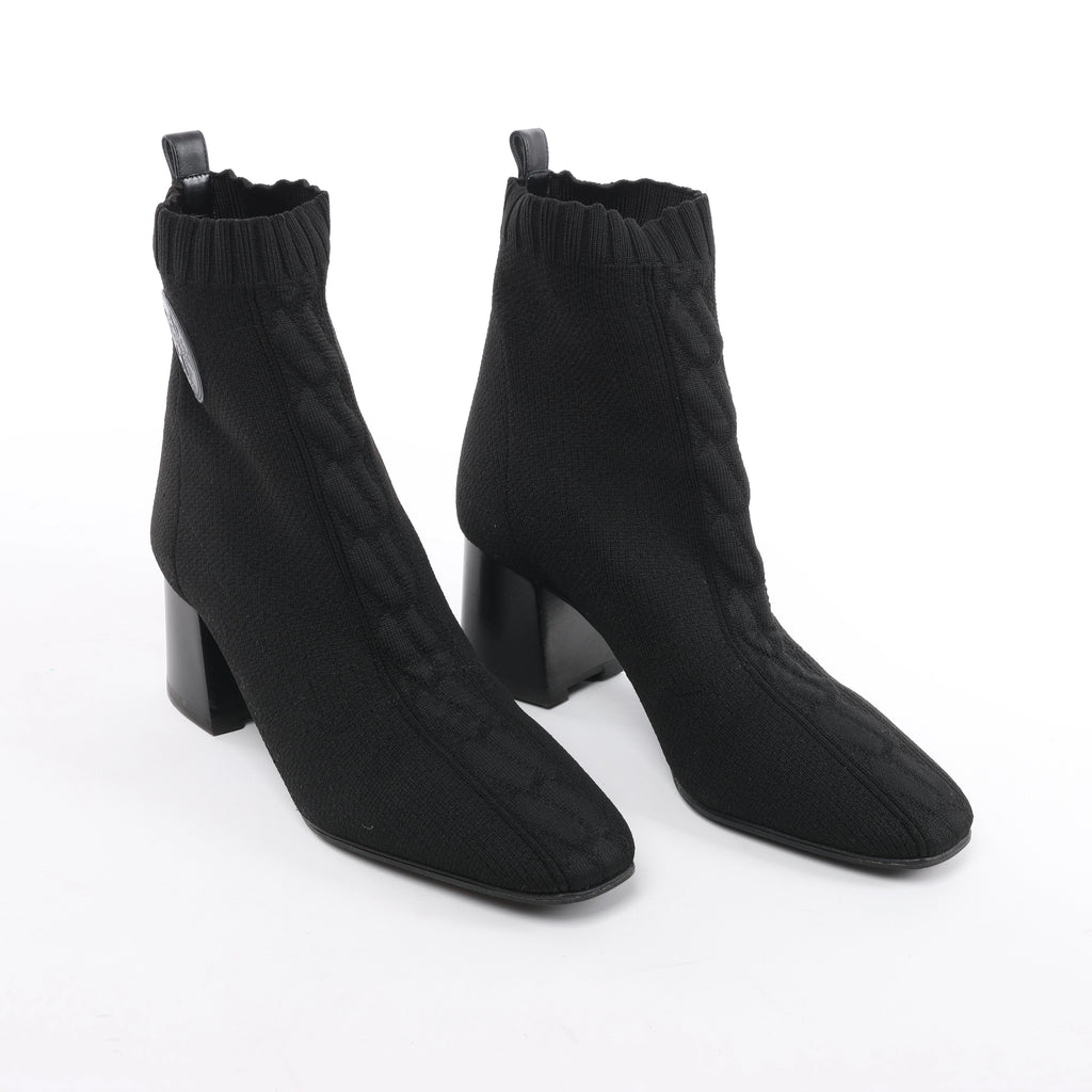 Hermès Volver Leather x Fabric Ankle Boots in Black 192034Z, Size EU 37