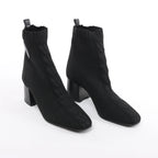Hermès Volver Leather x Fabric Ankle Boots in Black 192034Z, Size EU 37