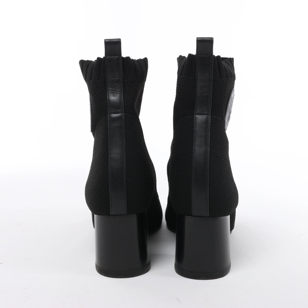 Hermès Volver Leather x Fabric Ankle Boots in Black 192034Z, Size EU 37