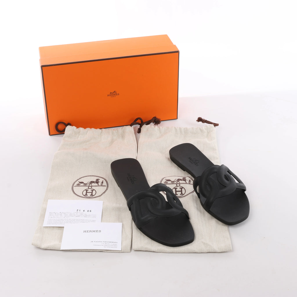 Sandalias de goma Rivage de HERMES en negro, talla 36 UE