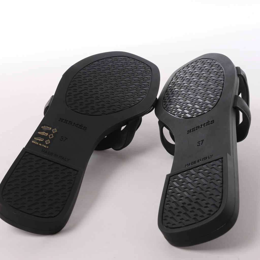 Sandalias de goma Rivage de HERMES en negro, talla 36 UE