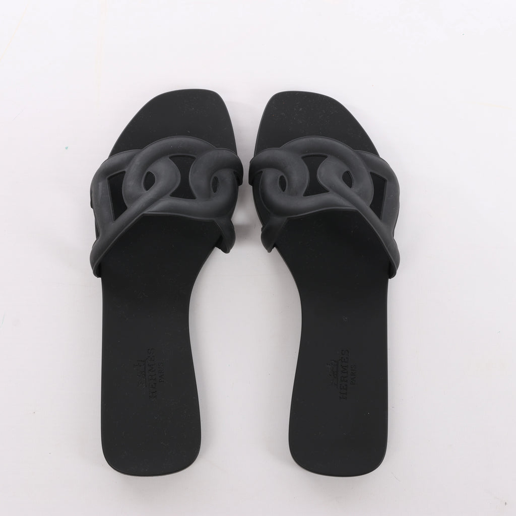 Sandalias de goma Rivage de HERMES en negro, talla 36 UE