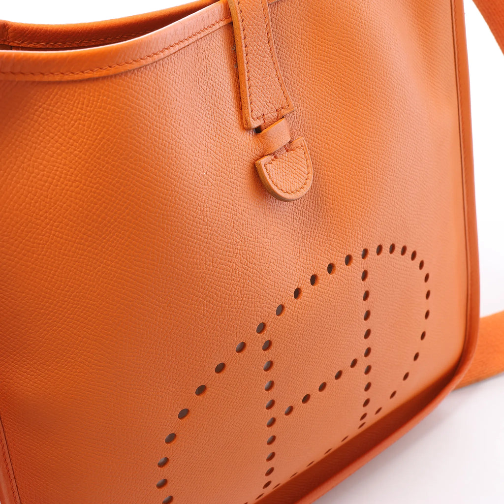 Hermes Evelyn 1 29 PM Epsom Leather Shoulder Bag in Orange □N:2010