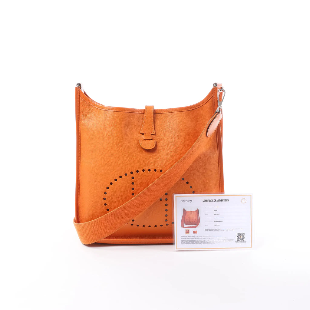 Hermes Evelyn 1 29 PM Epsom Leather Shoulder Bag in Orange □N:2010
