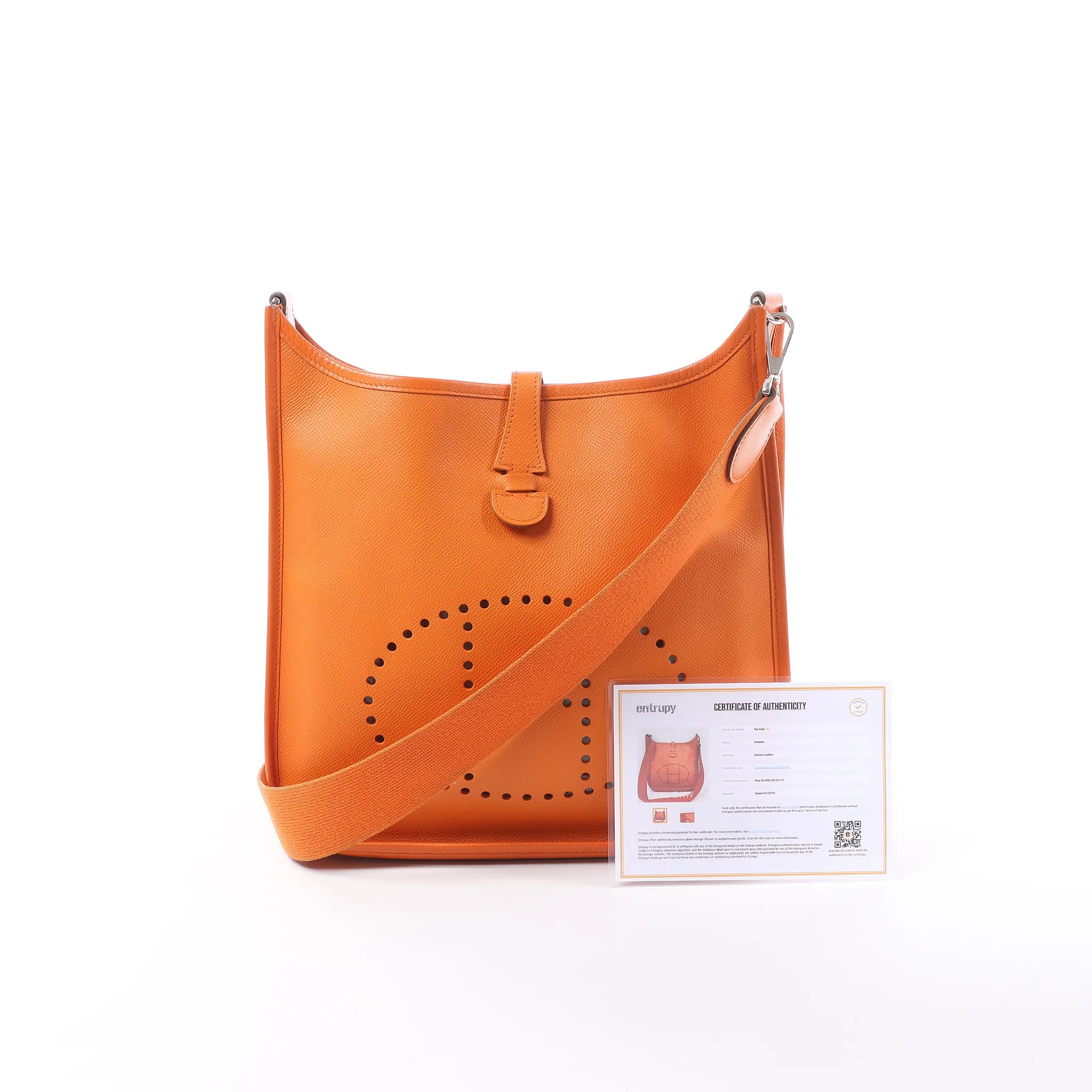 Hermes Evelyn 1 29 PM Epsom Leather Shoulder Bag in Orange □N:2010
