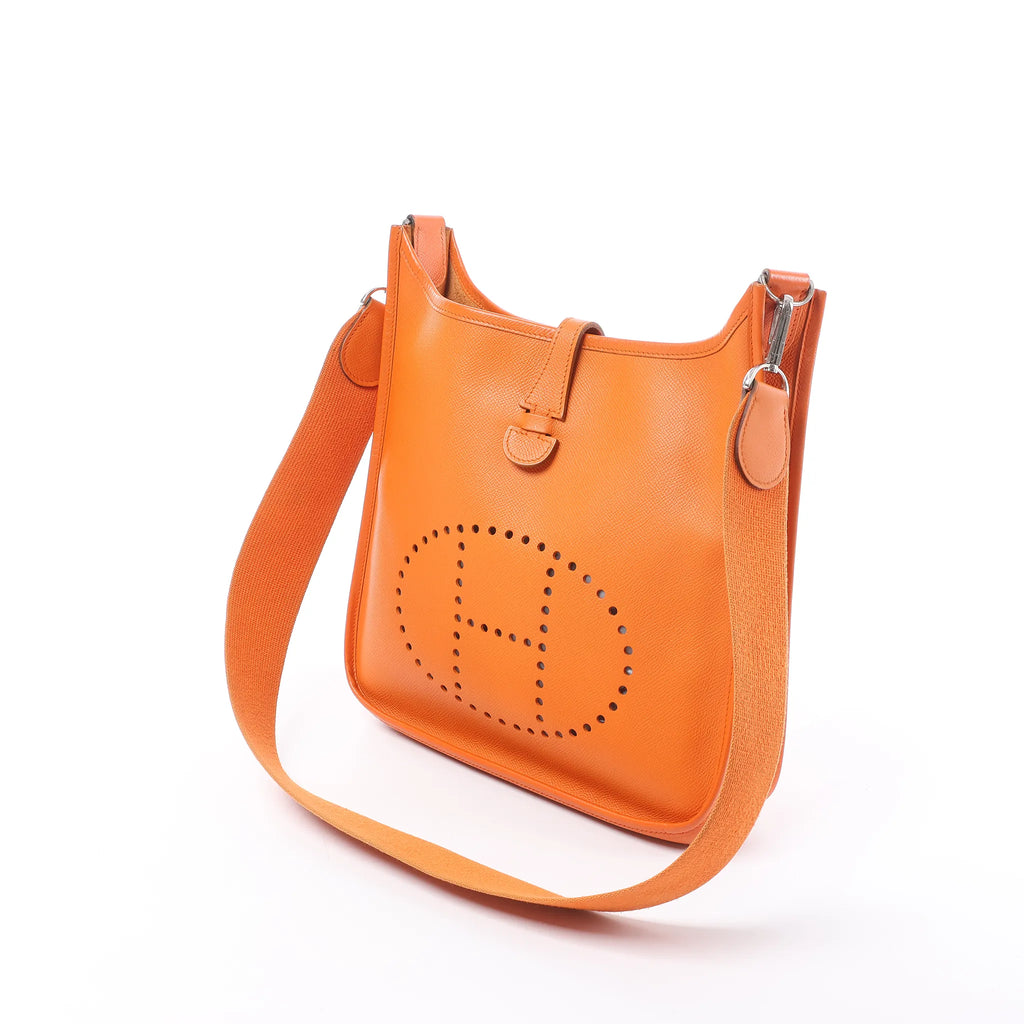 Hermes Evelyn 1 29 PM Epsom Leather Shoulder Bag in Orange □N:2010