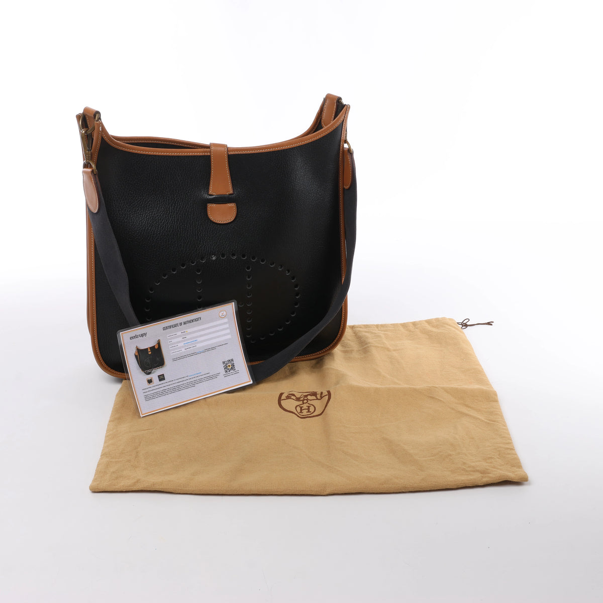Hermès Evelyn I 33 GM Ardennes Leather Shoulder Bag in Black x Brown ○S:1989
